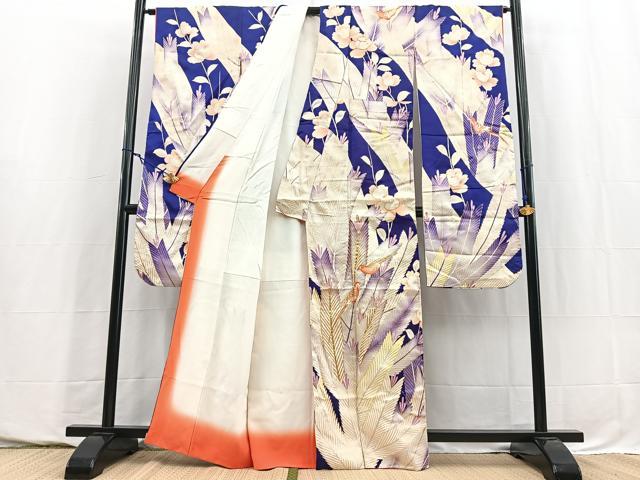 平和屋着物■豪華振袖　駒刺繍　花鳥松文　金彩　正絹　逸品　BAAY5736yc