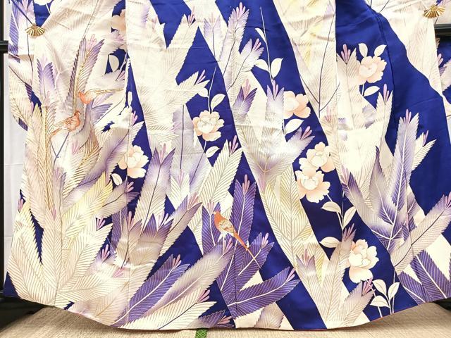 平和屋着物■豪華振袖　駒刺繍　花鳥松文　金彩　正絹　逸品　BAAY5736yc