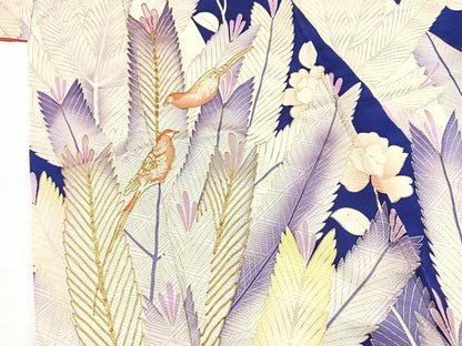 平和屋着物■豪華振袖　駒刺繍　花鳥松文　金彩　正絹　逸品　BAAY5736yc