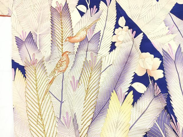 平和屋着物■豪華振袖　駒刺繍　花鳥松文　金彩　正絹　逸品　BAAY5736yc