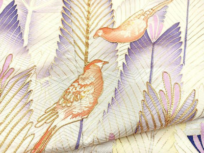 平和屋着物■豪華振袖　駒刺繍　花鳥松文　金彩　正絹　逸品　BAAY5736yc