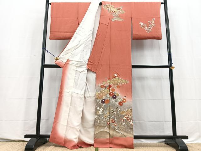 平和屋着物■訪問着　風景花文　暈し染め　金銀彩　正絹　逸品　BAAY5737yc