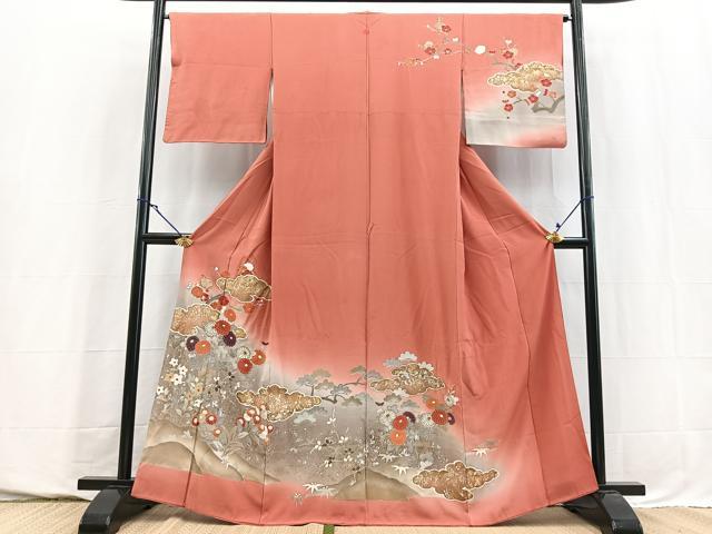 平和屋着物■訪問着　風景花文　暈し染め　金銀彩　正絹　逸品　BAAY5737yc