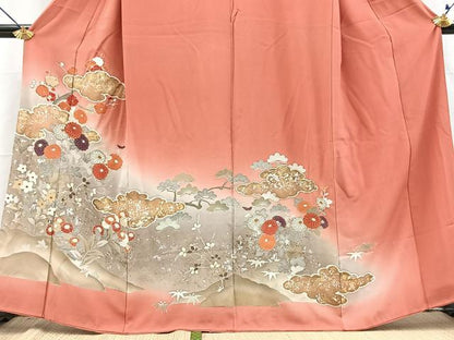 平和屋着物■訪問着　風景花文　暈し染め　金銀彩　正絹　逸品　BAAY5737yc