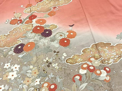 平和屋着物■訪問着　風景花文　暈し染め　金銀彩　正絹　逸品　BAAY5737yc