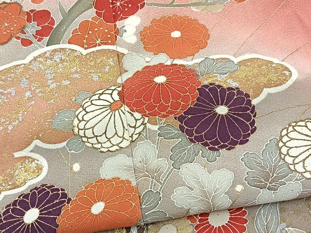 平和屋着物■訪問着　風景花文　暈し染め　金銀彩　正絹　逸品　BAAY5737yc