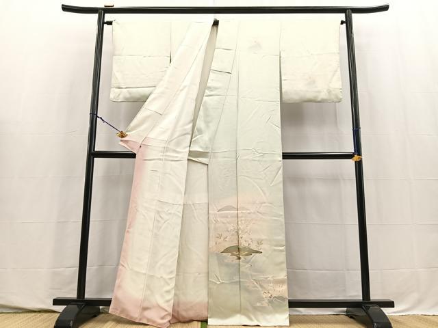 平和屋着物■訪問着　風景花鳥文　暈し染め　金彩　三越扱い　正絹　逸品　BAAY5739yc