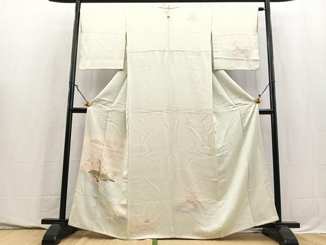平和屋着物■訪問着　風景花鳥文　暈し染め　金彩　三越扱い　正絹　逸品　BAAY5739yc