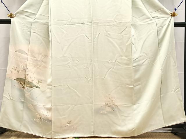 平和屋着物■訪問着　風景花鳥文　暈し染め　金彩　三越扱い　正絹　逸品　BAAY5739yc