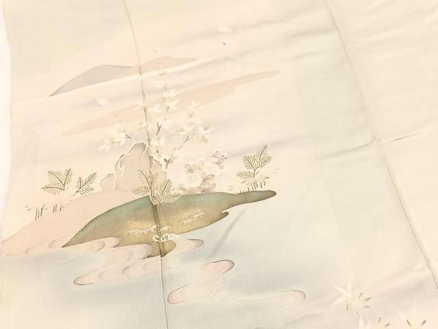 平和屋着物■訪問着　風景花鳥文　暈し染め　金彩　三越扱い　正絹　逸品　BAAY5739yc