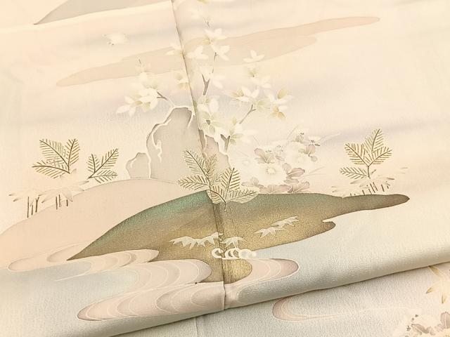 平和屋着物■訪問着　風景花鳥文　暈し染め　金彩　三越扱い　正絹　逸品　BAAY5739yc