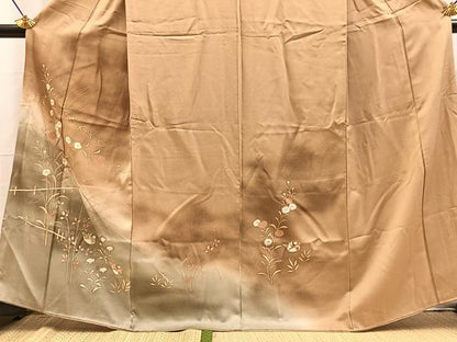 平和屋着物■訪問着　流水花鳥文　暈し染め　金彩　正絹　逸品　BAAY5742yc