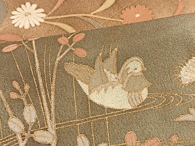 平和屋着物■訪問着　流水花鳥文　暈し染め　金彩　正絹　逸品　BAAY5742yc