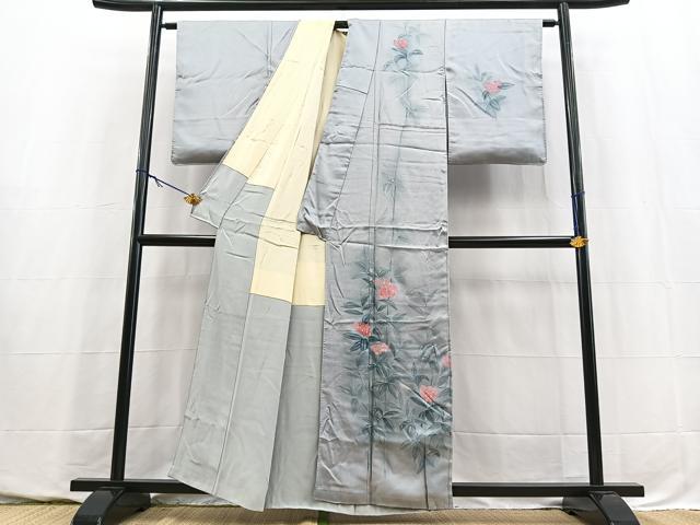 平和屋着物■訪問着　手描き　草花文　暈し染め　金彩　正絹　逸品　BAAY5743yc