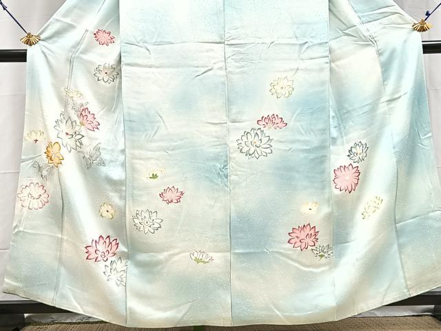 平和屋着物■訪問着　銀駒刺繍　花蝶文　暈し染め　銀彩　正絹　逸品　BAAY5745yc