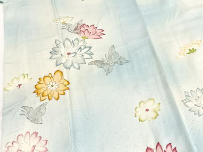 平和屋着物■訪問着　銀駒刺繍　花蝶文　暈し染め　銀彩　正絹　逸品　BAAY5745yc