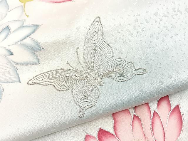 平和屋着物■訪問着　銀駒刺繍　花蝶文　暈し染め　銀彩　正絹　逸品　BAAY5745yc