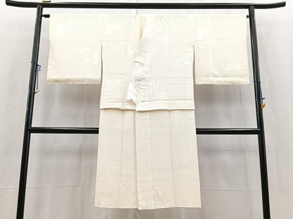 平和屋着物■長襦袢　袷　カトレア地紋　正絹　逸品　BAAY5746yc