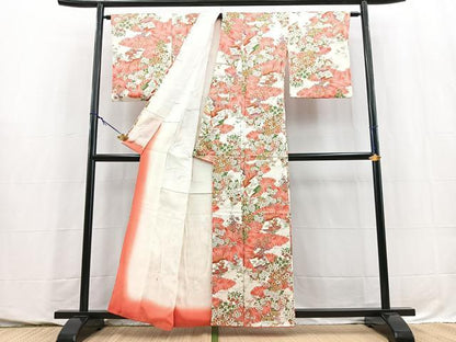 平和屋着物■上質な小紋　破れ色紙花文　金彩　正絹　逸品　BAAY5747yc