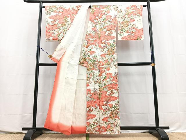 平和屋着物■上質な小紋　破れ色紙花文　金彩　正絹　逸品　BAAY5747yc