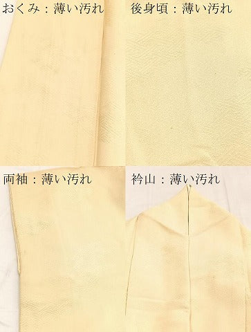 平和屋着物■上質な色無地　紗綾形地紋　鳥の子色　やまと誂製　正絹　逸品　BAAY5749yc
