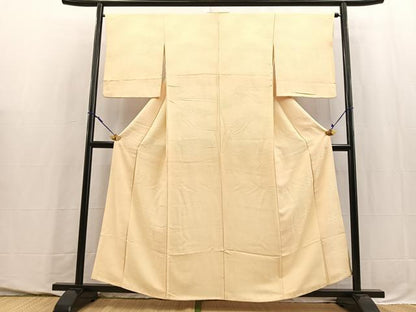 平和屋着物■上質な色無地　紗綾形地紋　鳥の子色　やまと誂製　正絹　逸品　BAAY5749yc