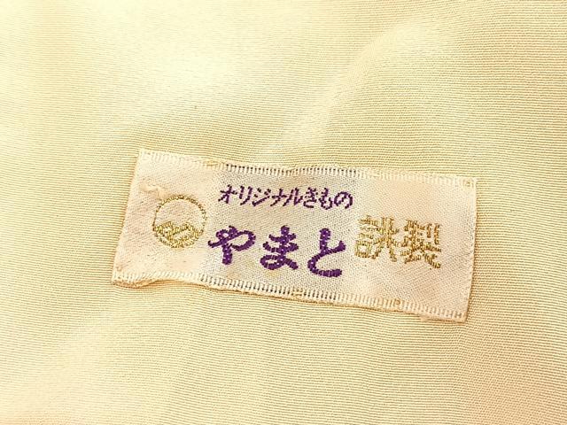 平和屋着物■上質な色無地　紗綾形地紋　鳥の子色　やまと誂製　正絹　逸品　BAAY5749yc