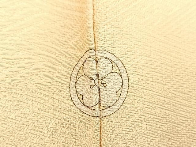 平和屋着物■上質な色無地　紗綾形地紋　鳥の子色　やまと誂製　正絹　逸品　BAAY5749yc