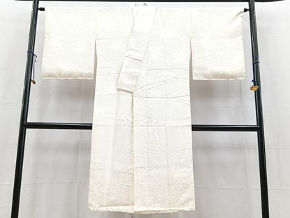 平和屋着物■長襦袢　袷　草花地紋　正絹　逸品　BAAY5751yc