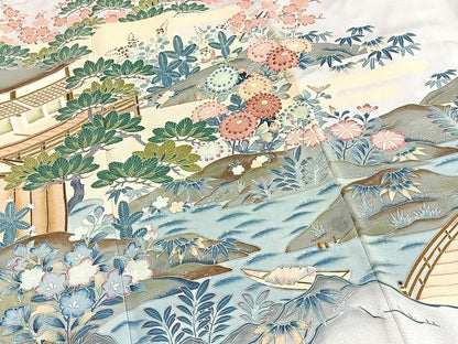 平和屋着物■豪華色留袖　松竹梅風景文　正絹　逸品　BAAY5754yc
