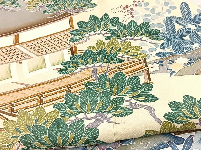 平和屋着物■豪華色留袖　松竹梅風景文　正絹　逸品　BAAY5754yc