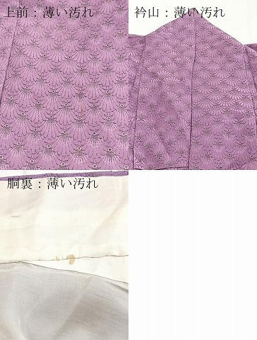 平和屋着物■上質な小紋　寿光織　菊青海波　金糸　正絹　逸品　BAAY5755yc