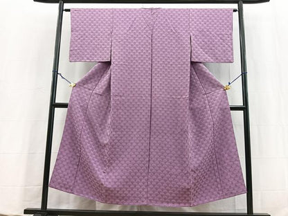 平和屋着物■上質な小紋　寿光織　菊青海波　金糸　正絹　逸品　BAAY5755yc