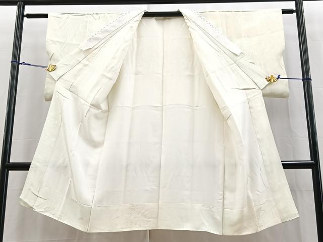 平和屋着物■長襦袢　袷　雲取り花地紋　半衿ビーズ　正絹　逸品　BAAY5756yc