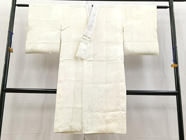 平和屋着物■長襦袢　袷　雲取り花地紋　半衿ビーズ　正絹　逸品　BAAY5756yc