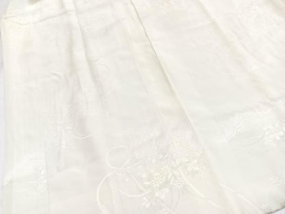 平和屋着物■長襦袢　袷　雲取り花地紋　半衿ビーズ　正絹　逸品　BAAY5756yc