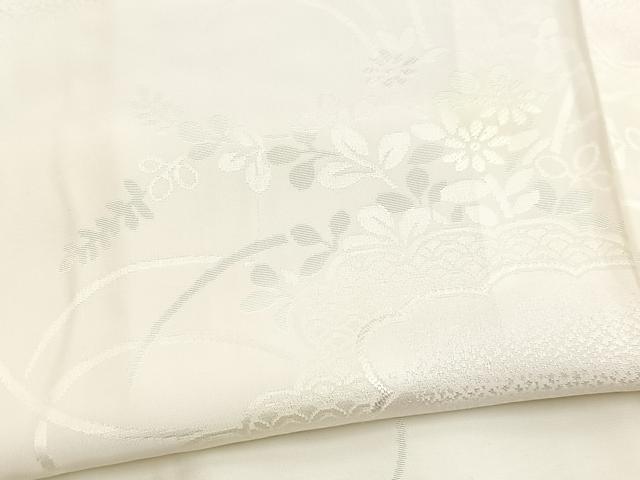 平和屋着物■長襦袢　袷　雲取り花地紋　半衿ビーズ　正絹　逸品　BAAY5756yc