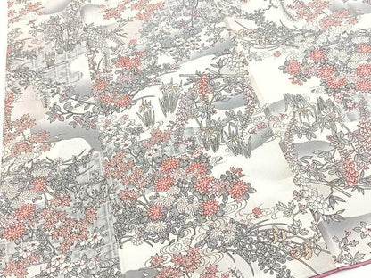 平和屋着物■上質な小紋　流水花蝶文　正絹　逸品　BAAY5757yc