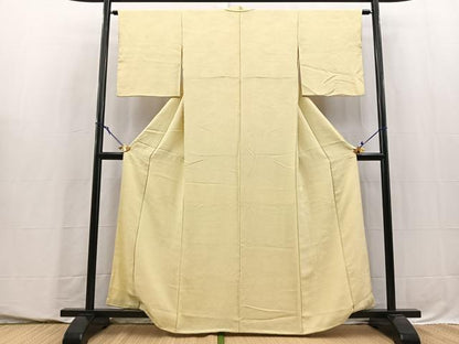 平和屋着物■上質な色無地　立波地紋　女郎花色　正絹　逸品　BAAY5758yc