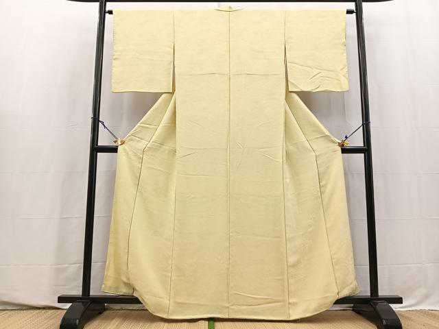 平和屋着物■上質な色無地　立波地紋　女郎花色　正絹　逸品　BAAY5758yc
