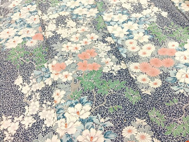 平和屋着物■上質な小紋　草花文　正絹　逸品　BAAY5759yc