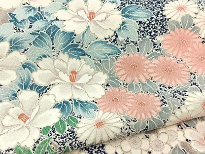 平和屋着物■上質な小紋　草花文　正絹　逸品　BAAY5759yc