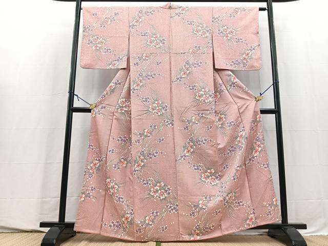 平和屋着物■上質な小紋　草花文　正絹　逸品　BAAY5762yc