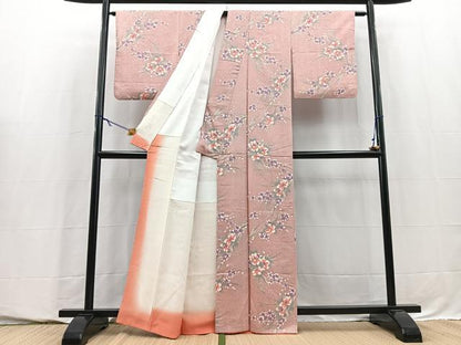 平和屋着物■上質な小紋　草花文　正絹　逸品　BAAY5762yc