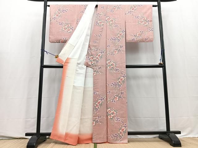 平和屋着物■上質な小紋　草花文　正絹　逸品　BAAY5762yc