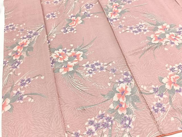 平和屋着物■上質な小紋　草花文　正絹　逸品　BAAY5762yc