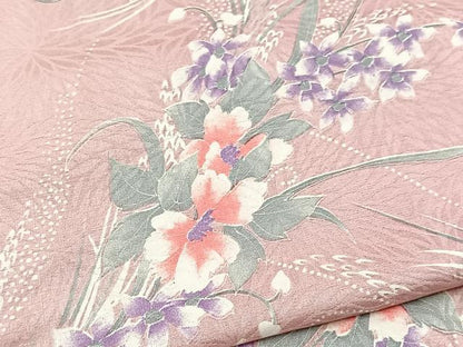 平和屋着物■上質な小紋　草花文　正絹　逸品　BAAY5762yc