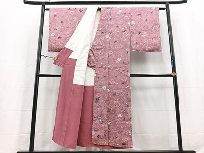 平和屋着物■上質な小紋　草花文　正絹　逸品　BAAY5764yc