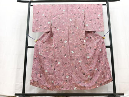 平和屋着物■上質な小紋　草花文　正絹　逸品　BAAY5764yc