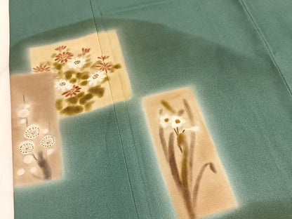 平和屋着物■訪問着　遠山花文　暈し染め　金彩　正絹　逸品　BAAY5765yc
